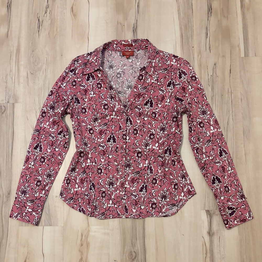 Size 4P Talbots Floral Button Up Top
